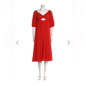 Farm Rio Red Cutout Midi Tent Dress with Button Front